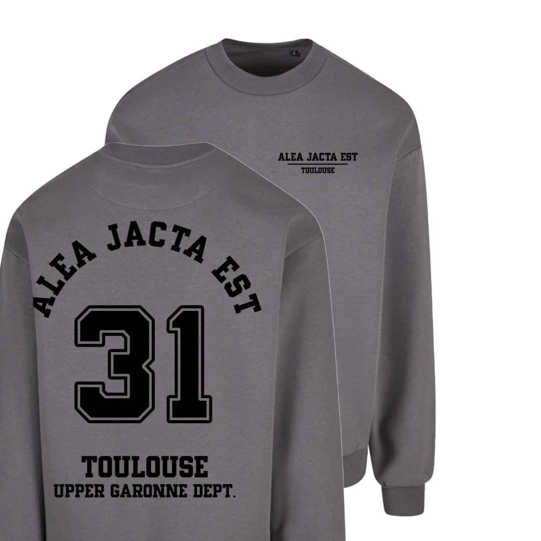 ALEA JACTA EST - "LE CLUB" GREY OVERSIZE CREWNECK SWEAT
