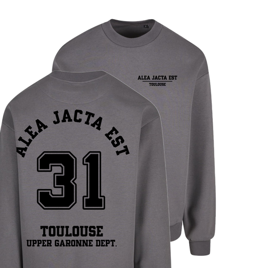 ALEA JACTA EST - "LE CLUB" GREY OVERSIZE CREWNECK SWEAT