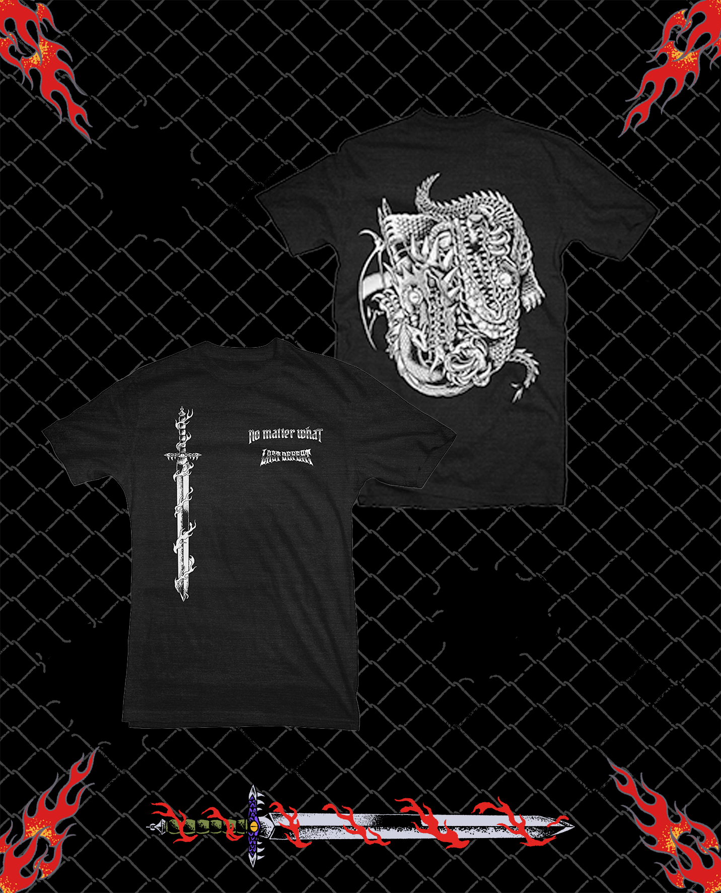 LAST DEFEAT x NO MATTER WHAT FADED BLACK T-SHIRT