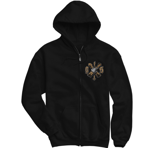 GET THE SHOT "Boar" Black Zip-Up Hoodie