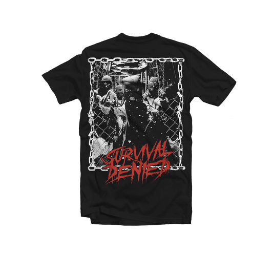 GET THE SHOT "Survival Denied Black & White" Black T-Shirt