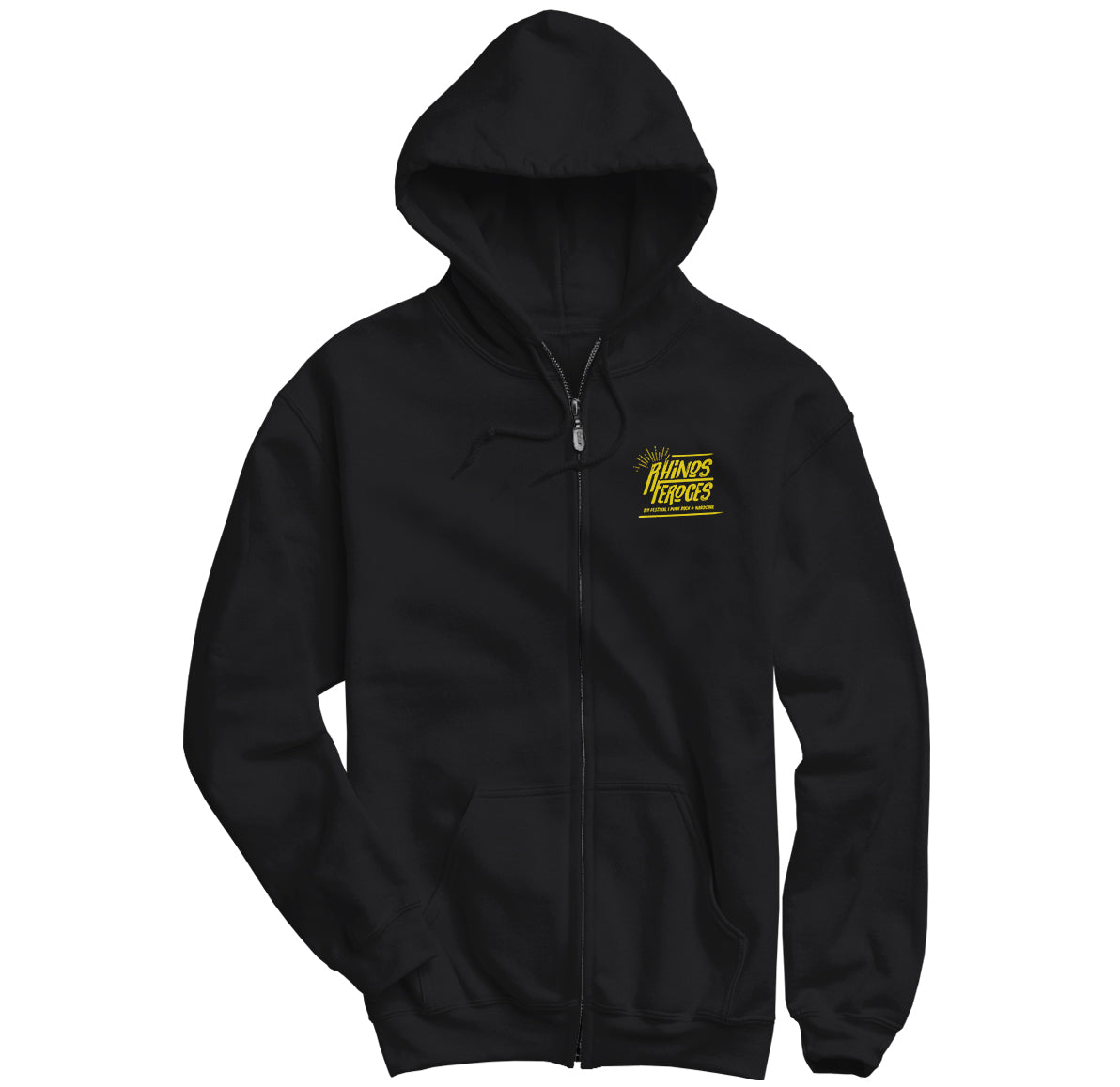 LES RHINO FEROCES - Hoodie Zippé Noir "Pocket + back"