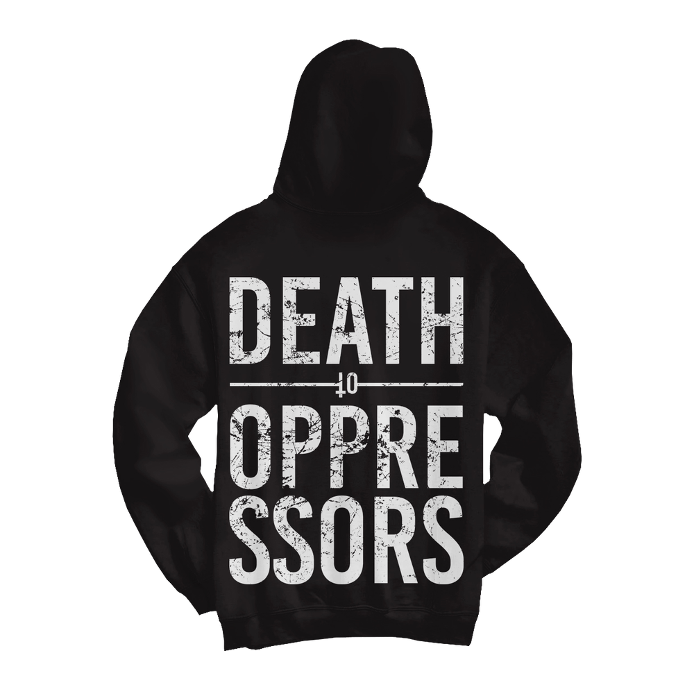 GET THE SHOT "Death To Oppressors" Black Zip-Up Hoodie