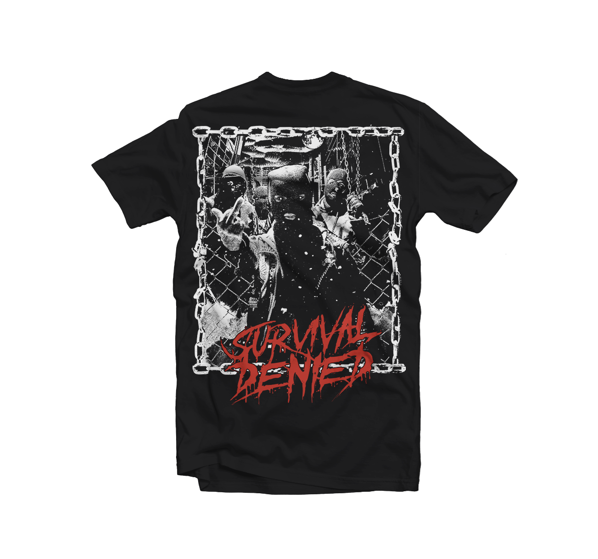 GET THE SHOT "Survival Denied Black & White" Black T-Shirt